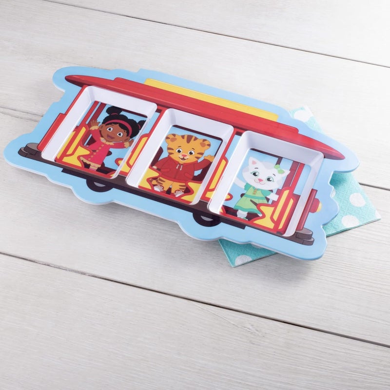 SCS Direct 2 Daniel Tiger Mealtime Feeding Plates Trolley Cute Compartment Dishes wDeep Sides for Kids Divided Sections for Healthy Eating Habits BPA Free Dishwasher Safe Durable  Break Resistant - Image 5