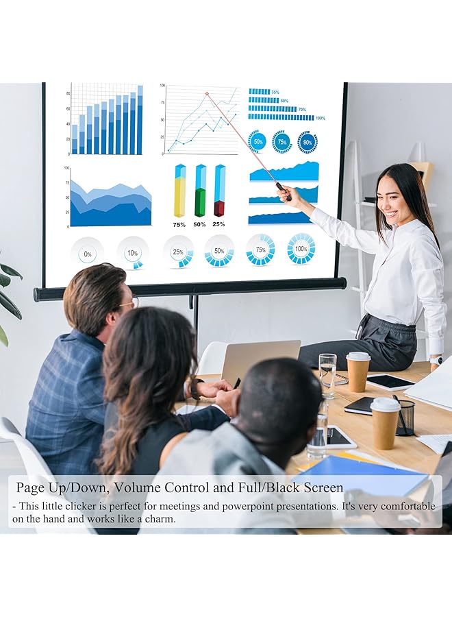 erorex Wireless Powerpoint Remote Presentation Clicker: Battery Operated Presenter Ppt Slide Advancer With Red Pointer 100Ft Control Range Plug And Play Via Usb Ergonomic Design Universal Compatibility - Image 2