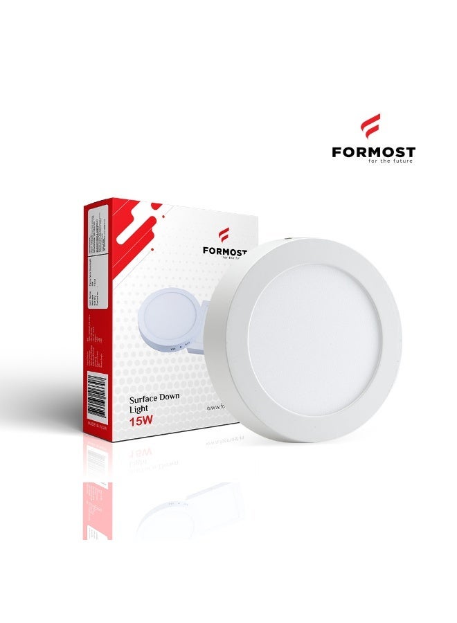 Formost 15W Round Slim LED Surface Panel Ceiling Light | High Brightness 100 lm/W | Aluminum Body | 4KV Surge Protection | Warm White / Cool White | Modern Surface Mount Ceiling Light | 2 Years Warranty - Image 1