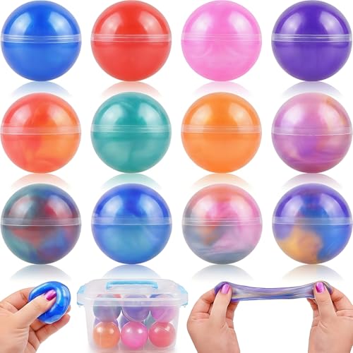 Howzcci 12 Pack Galaxy Slime Ball Toys DIY Squeeze Stretchy Toy for Kids Boys Girls Christmas Stocking Stuffers School Classroom Prizes Party Favors Valentines Card Gifts Easter Basket Stuffers - Image 1