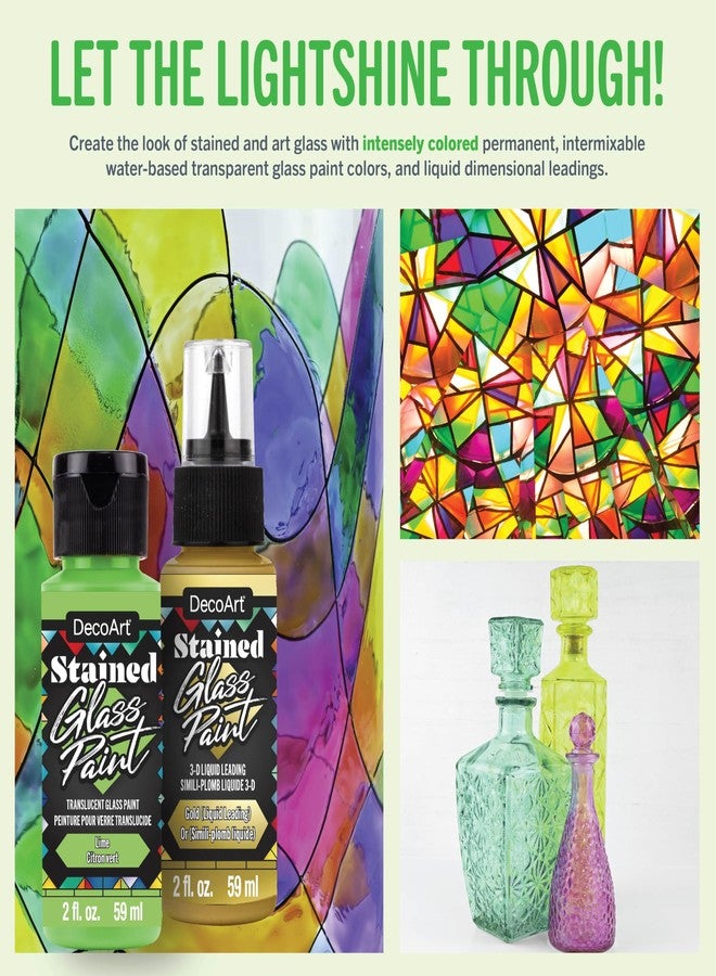 DecoArt مجموعة طلاء الأكريليك زجاج ملون من ديكو آرت - ألوان دافئة، مجموعة من 6 (زجاجات سعة 2 أونصة سائلة) - طلاء زجاج شفاف، نوافذ ومشاريع إبداعية افعلها بنفسك - Image 3