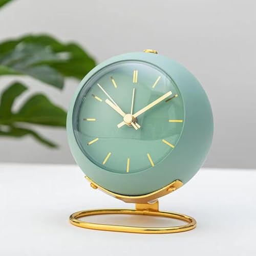 Ekhasa Nostrae by Ekhasa Analog Table Alarm Clock | Green Aesthetic Desk Clock with Night Light & Silent Movement | Vintage Modern Table Clock for Bedroom, Study Table, Office & Home Decor | Battery Operated - Image 1