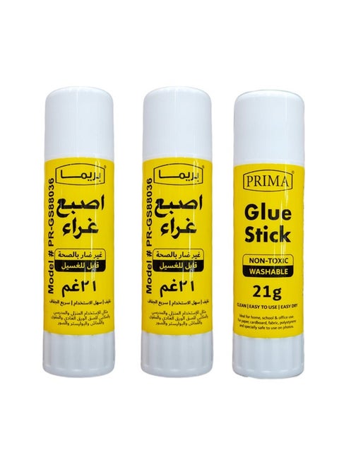 Pack of 3 Big Glue Sticks providing strong, quick, and permanent adhesion for paper, cardboard, and photos, ideal for home, school, and office use with a smooth application and eco-friendly formula.