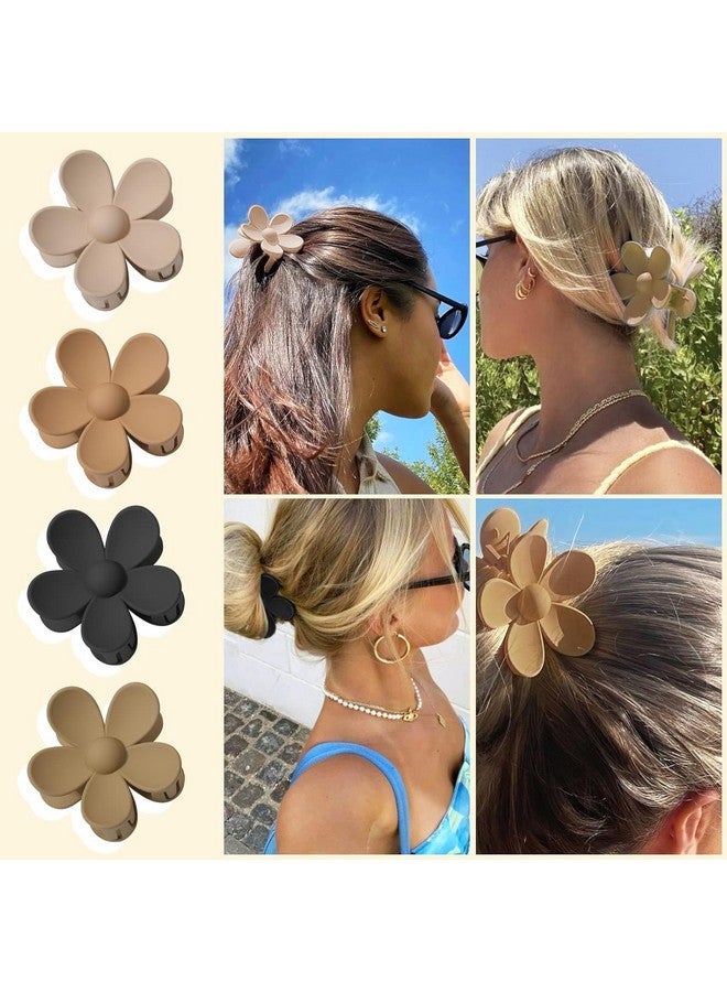 Bakefy-4 pcs Matte Flower Hair Clips, Large Claw Clips for Women Thick Hair, Big Cute Dasiy Hair Clips, Non Slip Strong Hold for Women Thin Hair, Hair Accessories for Christmas Gifts Holiday, 4 Colors - Image 5