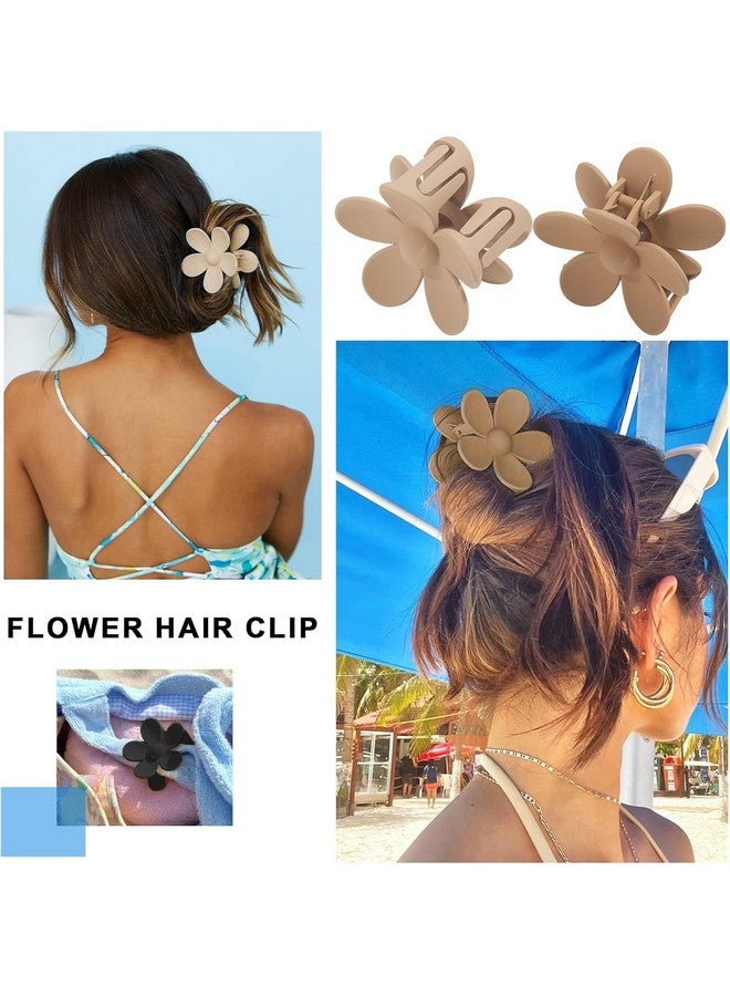 Bakefy-4 pcs Matte Flower Hair Clips, Large Claw Clips for Women Thick Hair, Big Cute Dasiy Hair Clips, Non Slip Strong Hold for Women Thin Hair, Hair Accessories for Christmas Gifts Holiday, 4 Colors - Image 4