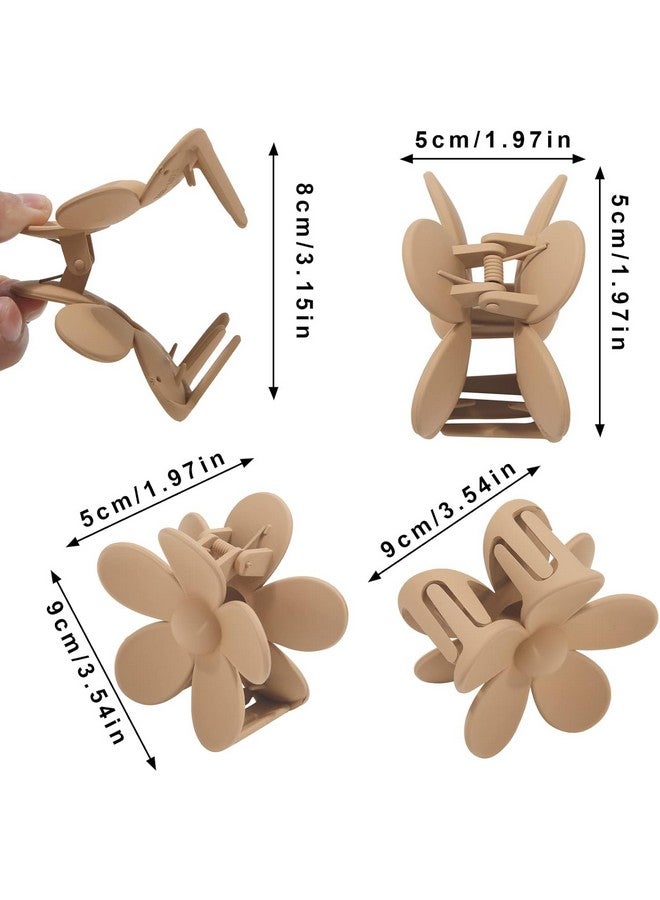 Bakefy-4 pcs Matte Flower Hair Clips, Large Claw Clips for Women Thick Hair, Big Cute Dasiy Hair Clips, Non Slip Strong Hold for Women Thin Hair, Hair Accessories for Christmas Gifts Holiday, 4 Colors - Image 2