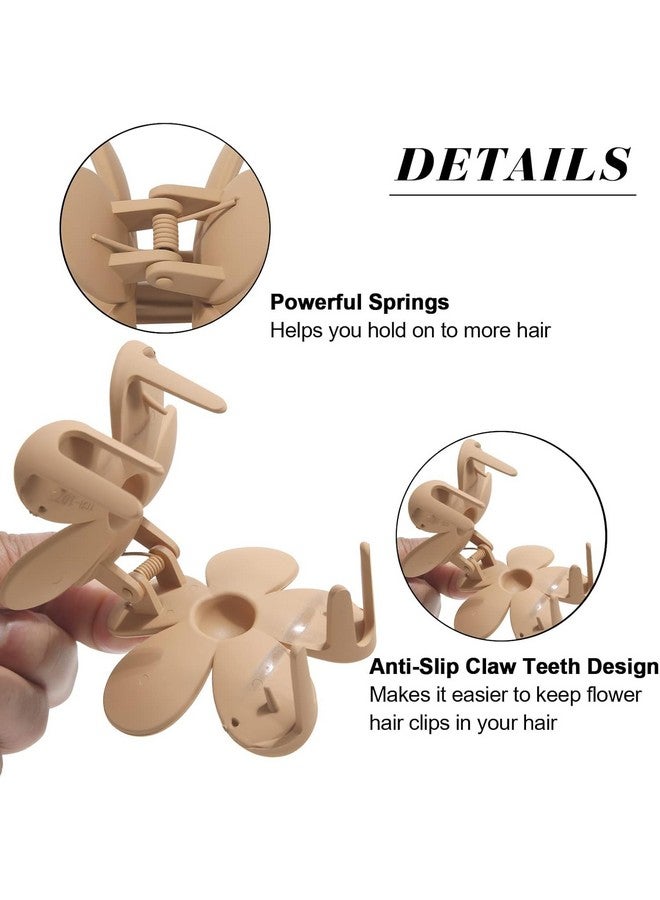 Bakefy-4 pcs Matte Flower Hair Clips, Large Claw Clips for Women Thick Hair, Big Cute Dasiy Hair Clips, Non Slip Strong Hold for Women Thin Hair, Hair Accessories for Christmas Gifts Holiday, 4 Colors - Image 3