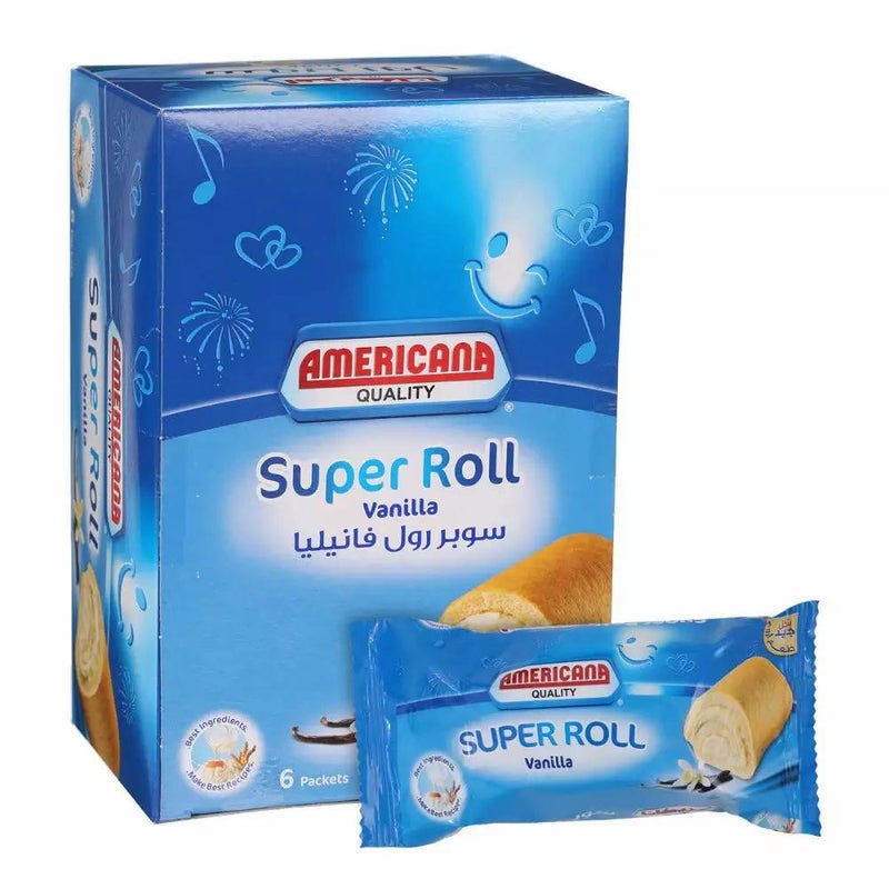 Americana Vanilla Flavored Super Cake Roll- 6X60gms
