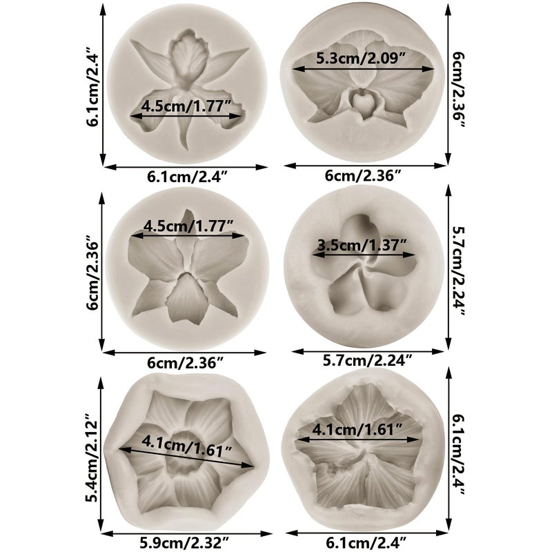 Sijiangmold Flower Blossom Silicone Mold Hibiscus Orchid Flower Fondant Molds Plumeria Flower Candy Mold For Cake Decorating Cupcake Topper Candy Chocolate Gum Paste Set Of 6 - Image 2