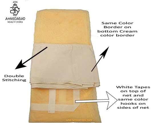 Ans Single Bed Mosquito Net Rectangle Shape Nylon HDPE net with Same Color Border on Bottom Multiple Hooks Washable for Kids and Adult (4x6.5 ft Single Bed Size) - Image 5