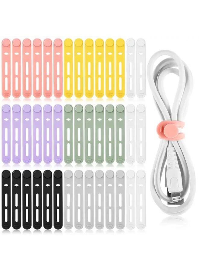 42pcs Reusable Silicone Cable Ties 8cm Colorful Cord Organizers For Charging Cords Earphones - Image 2