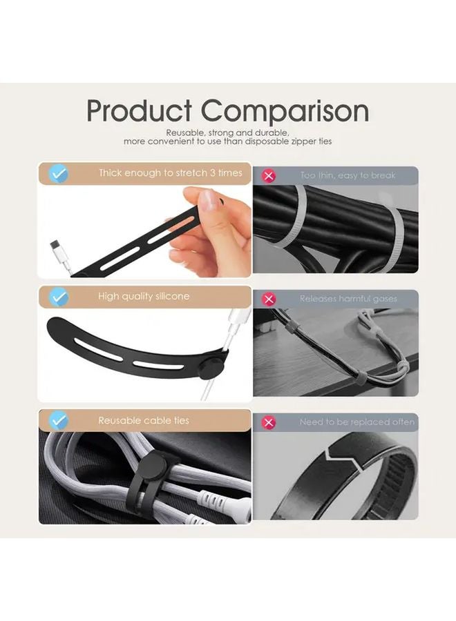 42pcs Reusable Silicone Cable Ties 8cm Colorful Cord Organizers For Charging Cords Earphones - Image 5