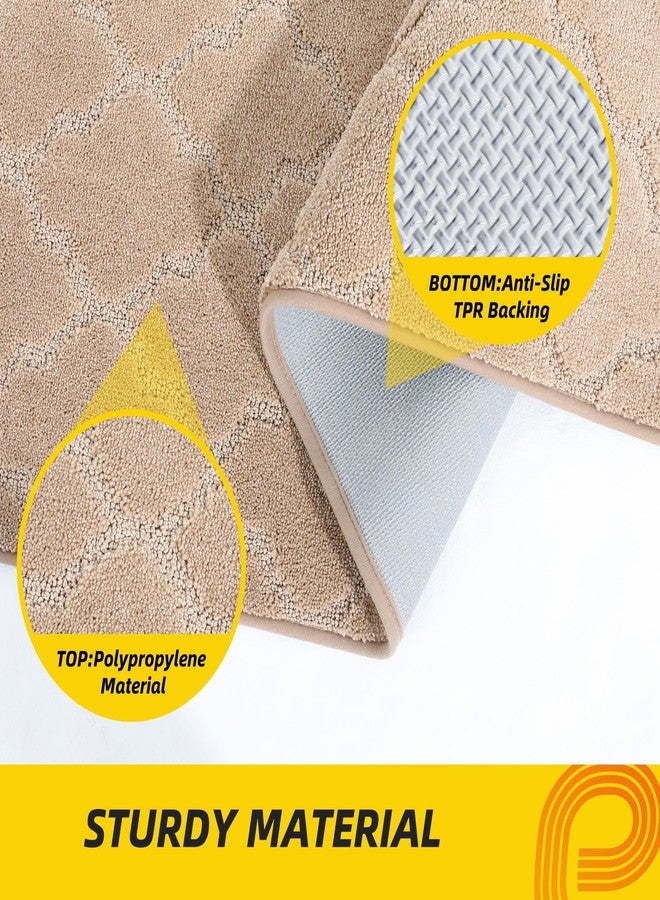 JSEI Kitchen Rugs, Non-Slip Kitchen Mats for Floor, Soft Washable Absorbent Kitchen Mats 2 Pieces, Kitchen Carpet Runner with TPR Backing, Polyester, 20”x32”+20”x48”, Beige - Image 3