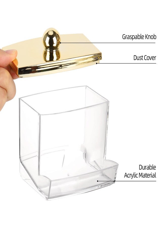 Tbestmax 10oz Qtip Holder Dispenser L Size Bathroom Container with Gold Lid for Bathroom Organizer Accessories Decor Storage-Qtips Cotton Ball Holder - Image 4