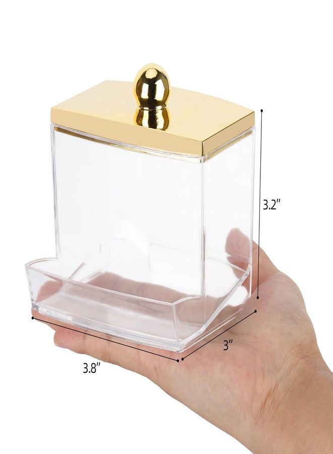 Tbestmax 10oz Qtip Holder Dispenser L Size Bathroom Container with Gold Lid for Bathroom Organizer Accessories Decor Storage-Qtips Cotton Ball Holder - Image 3