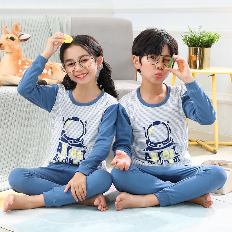 Children'S Autumn Clothes And Pants Suit Cotton Pajamas Autumn Winter Cute Cartoon Thermal Underwear Baby Thermal Suit - Image 3
