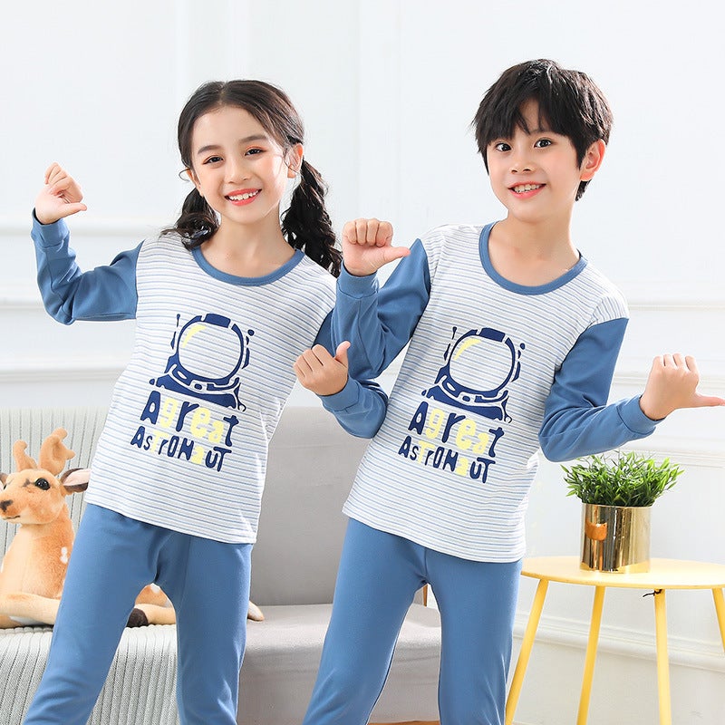 Children'S Autumn Clothes And Pants Suit Cotton Pajamas Autumn Winter Cute Cartoon Thermal Underwear Baby Thermal Suit - Image 1