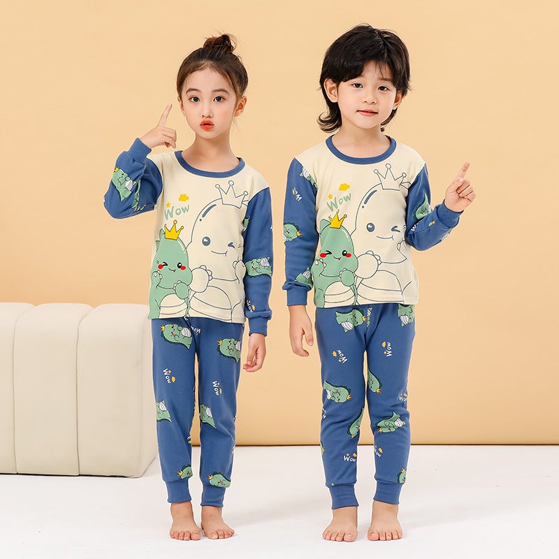 Children'S Autumn Clothes And Pants Suit Cotton Pajamas Autumn Winter Cute Cartoon Thermal Underwear Baby Thermal Suit - Image 5