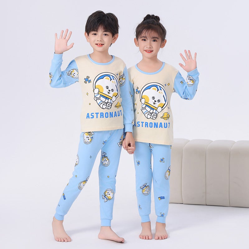 Children'S Autumn Clothes And Pants Suit Cotton Pajamas Autumn Winter Cute Cartoon Thermal Underwear Baby Thermal Suit - Image 2
