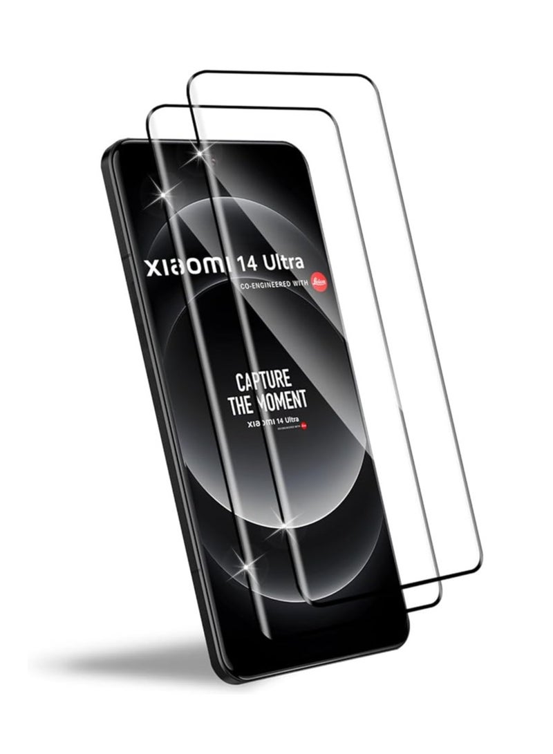 General The screen protector is compatible with Xiaomi 14 Ultra Tempered Glass, 2pcs of 3D Protective Glass, 9H Hardness, Scratch Resistant Tempered Glass Protector, Anti-Bubble HD Screen Protector  - Image 1