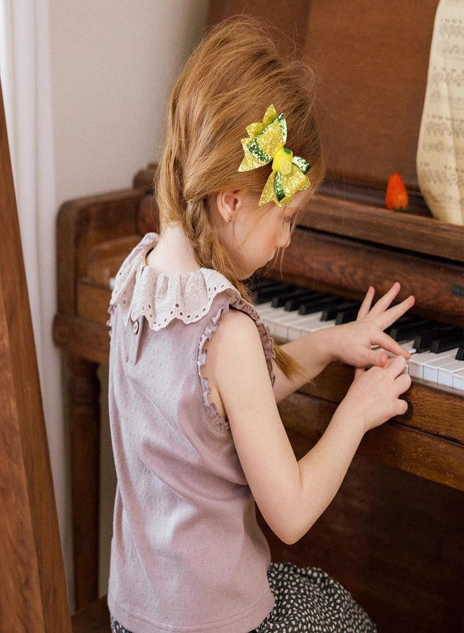 Miroksh 2Pc Glitter Lemon Hair Bow Clips 3.5" Sparkly Fruit Barrettes Alligator Hairpins for Girls Teens Toddlers Women Kids Birthday Party Summer Dress Decor Accessories Gift - Image 5