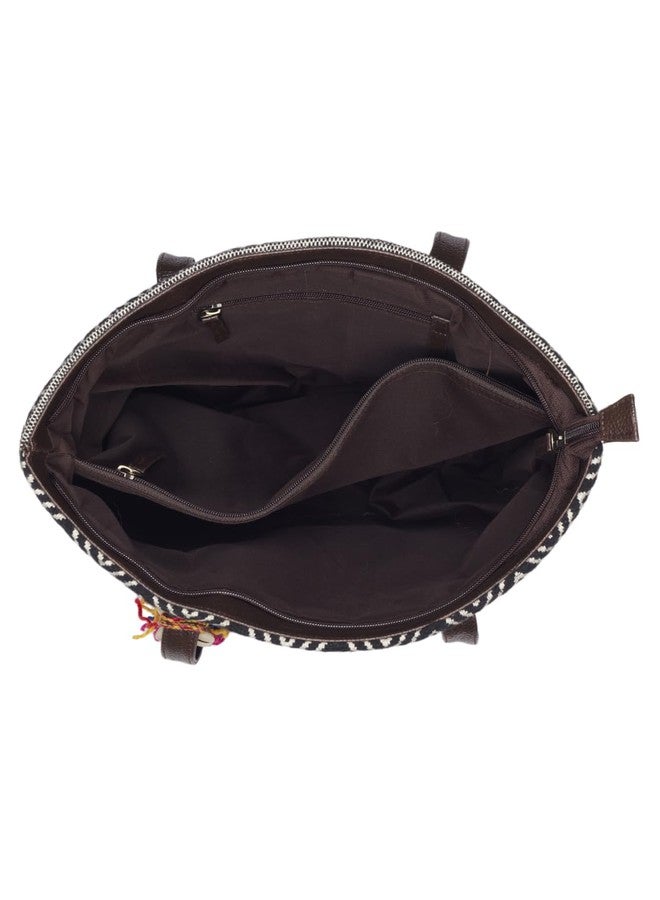 NEPRI Office Essential Tote Bag | Stylish Tote Bags for Office Use | Purse for Women | Vegan Leather & Jacquard Fabric Handbag with Double Handle Shoulder Strap| Daily & Travel Use | WBT-016-12 - Image 3