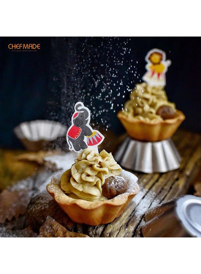 chefmade Mini Pudding Pan Set, 3-Inch 4Pcs Non-Stick Egg Tart Mold Flower-shaped Pie Bread and Cake Pan Bakeware for Oven and Instant Pot Baking (Champagne Gold) - Image 4