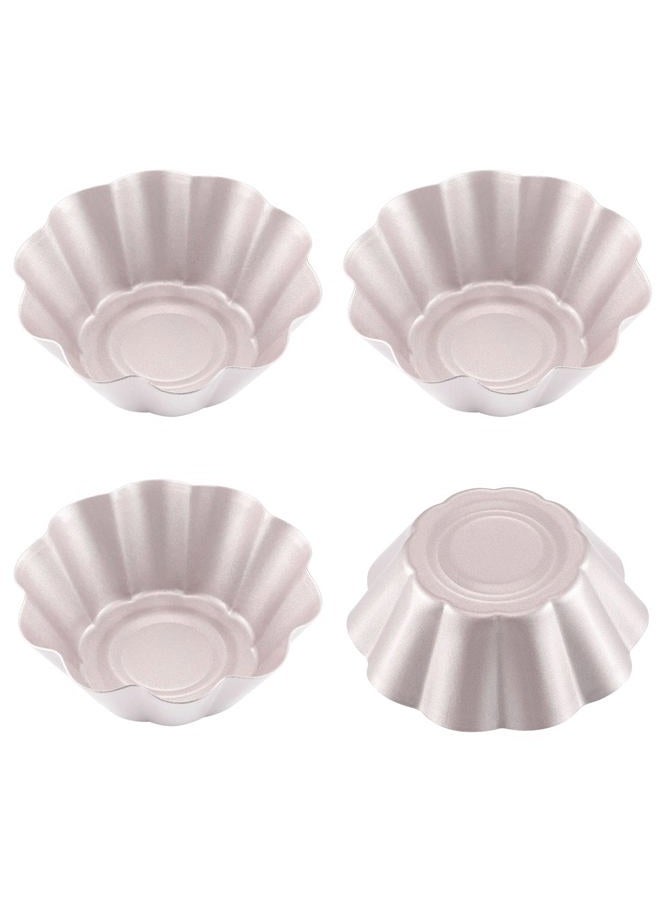 chefmade Mini Pudding Pan Set, 3-Inch 4Pcs Non-Stick Egg Tart Mold Flower-shaped Pie Bread and Cake Pan Bakeware for Oven and Instant Pot Baking (Champagne Gold) - Image 1