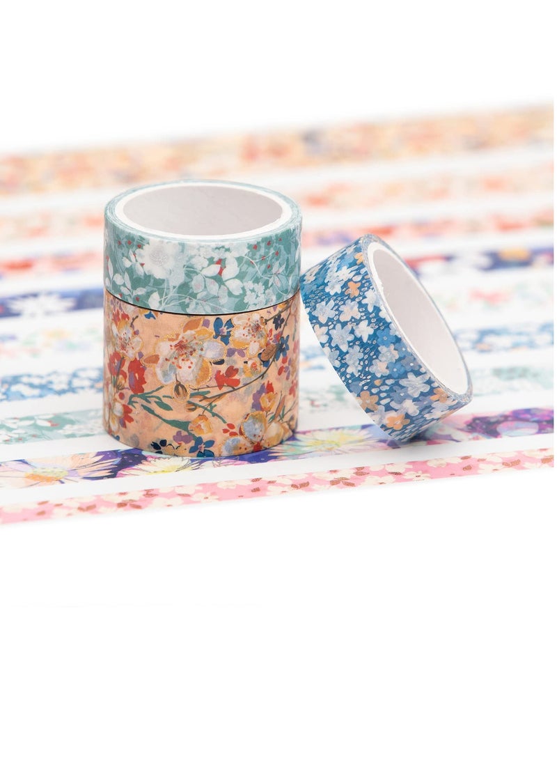 Zikra مجموعة شريط وشي ذهبي، شريط ماسك فضي عريض للتزيين للفنون، الحرف اليدوية، مستلزمات المجلات، المخططات، ألبوم القصاصات، تغليف الهدايا/البطاقات (جمال الطبيعة) - Image 4