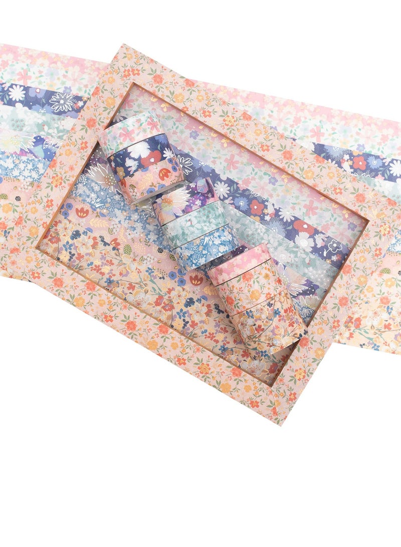 Zikra مجموعة شريط وشي ذهبي، شريط ماسك فضي عريض للتزيين للفنون، الحرف اليدوية، مستلزمات المجلات، المخططات، ألبوم القصاصات، تغليف الهدايا/البطاقات (جمال الطبيعة) - Image 5