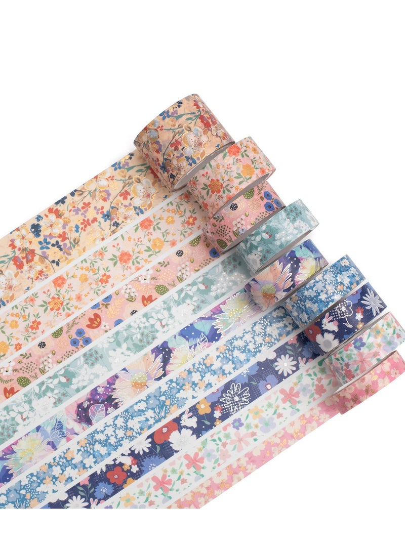 Zikra مجموعة شريط وشي ذهبي، شريط ماسك فضي عريض للتزيين للفنون، الحرف اليدوية، مستلزمات المجلات، المخططات، ألبوم القصاصات، تغليف الهدايا/البطاقات (جمال الطبيعة) - Image 1