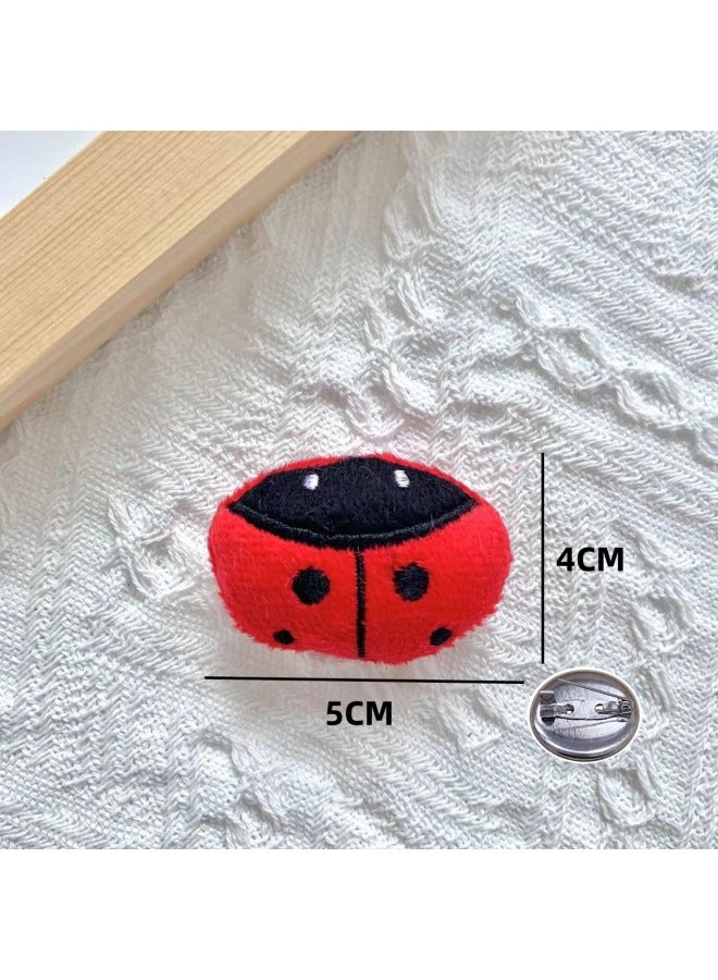 Cute Plush Cartoon Cotton-filled Beetle Accessories Korean Animal Series Children's Clothing Shoes And Socks Accessories Accessories-Color:Seven-star Ladybug Brooch - Image 1