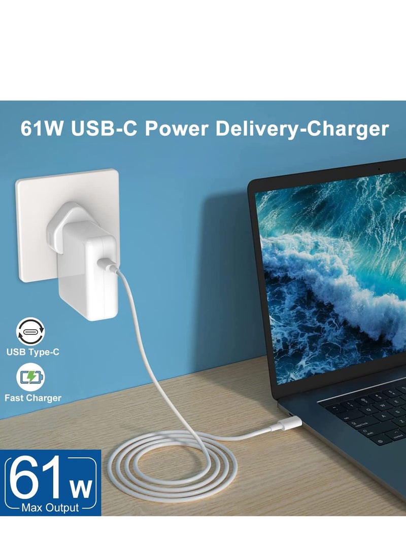 61W Macbook Charger USB C Fast Charger Power Adapter for Macbook Pro 13 14 15 Inch 2016 Late, MacBook Air 13 Inch 2018 Late, New iPad Pro 2022/2021/2020/2019 Power Supply,  USB C Charger Cable - Image 4