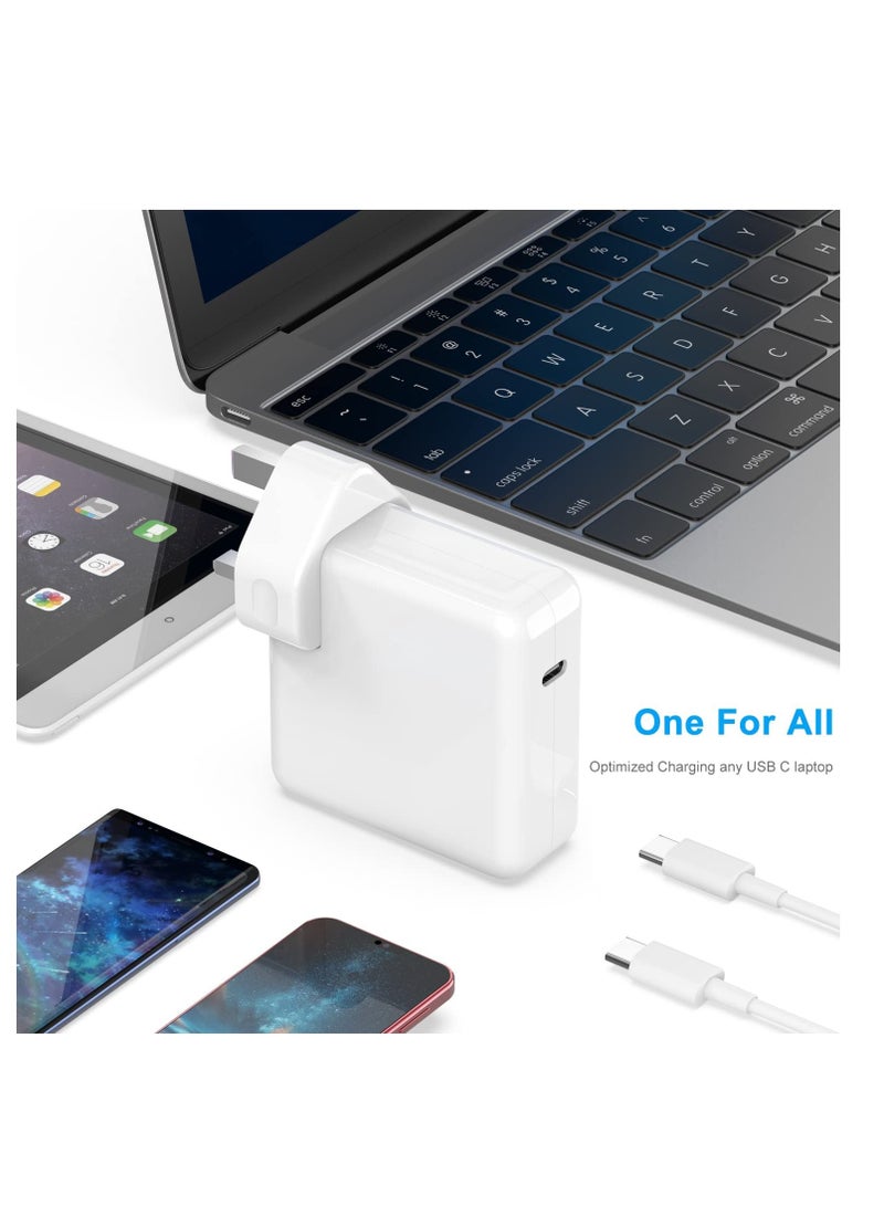 61W Macbook Charger USB C Fast Charger Power Adapter for Macbook Pro 13 14 15 Inch 2016 Late, MacBook Air 13 Inch 2018 Late, New iPad Pro 2022/2021/2020/2019 Power Supply,  USB C Charger Cable - Image 2