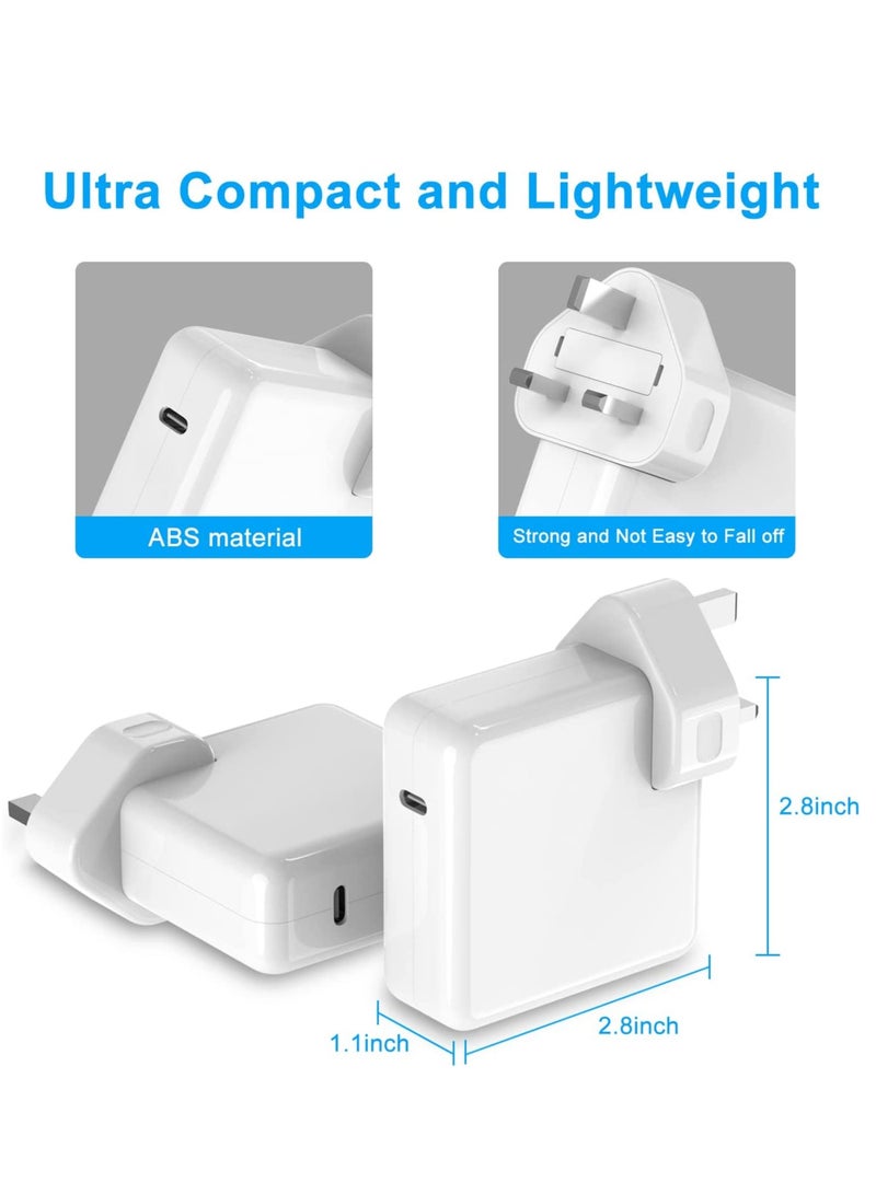 61W Macbook Charger USB C Fast Charger Power Adapter for Macbook Pro 13 14 15 Inch 2016 Late, MacBook Air 13 Inch 2018 Late, New iPad Pro 2022/2021/2020/2019 Power Supply,  USB C Charger Cable - Image 5