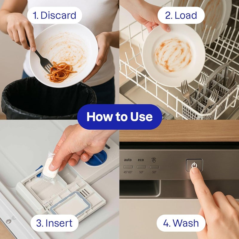 ATTITUDE Dishwasher Pods, Naturally Derived Dishwashing Detergent, Vegan and Plant-Based Dish Soap Tablets, Phosphate Free, Unscented, 70 Count - Image 5