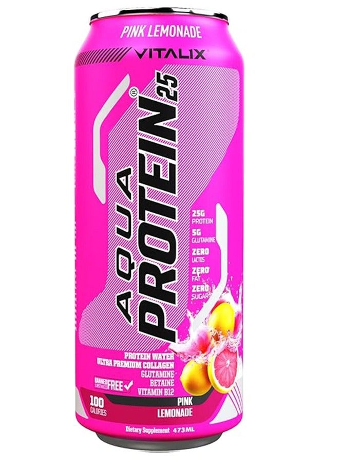 فيتاليكس أكوا بروتين 25 بنكهة الليمون الوردي 473 مل عبوة من 12 قطعة - Image 2