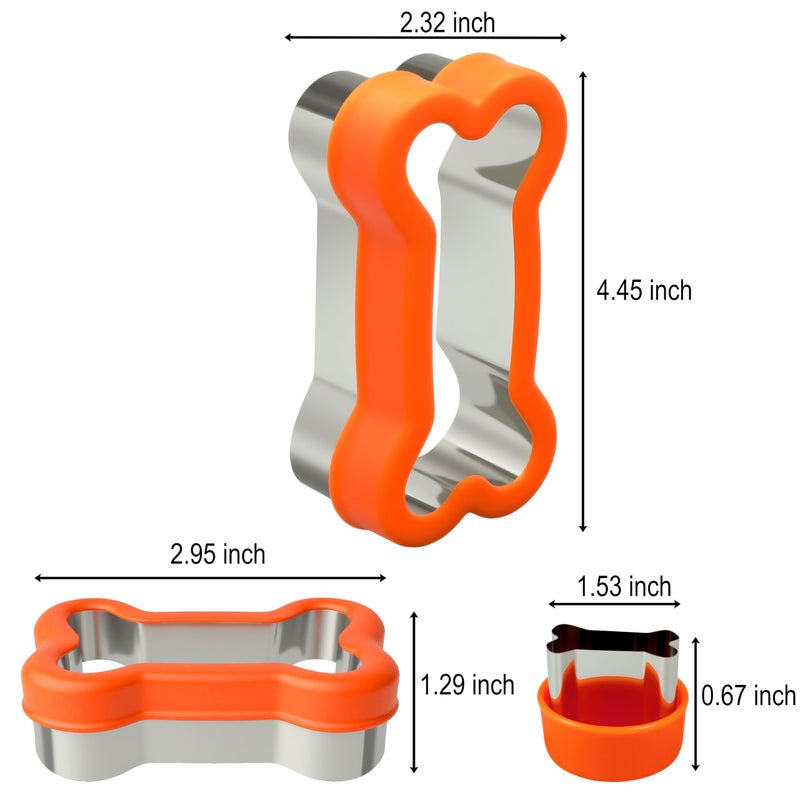 VTUGP Dog Bone Shape Cookie Cutter Set, 3 Pieces - Large 4.45'' Small 2.95'' Mini 1.53'', Stainless Steel Dog Treats Cutters Biscuit Molds with Plastic Cover - Image 5