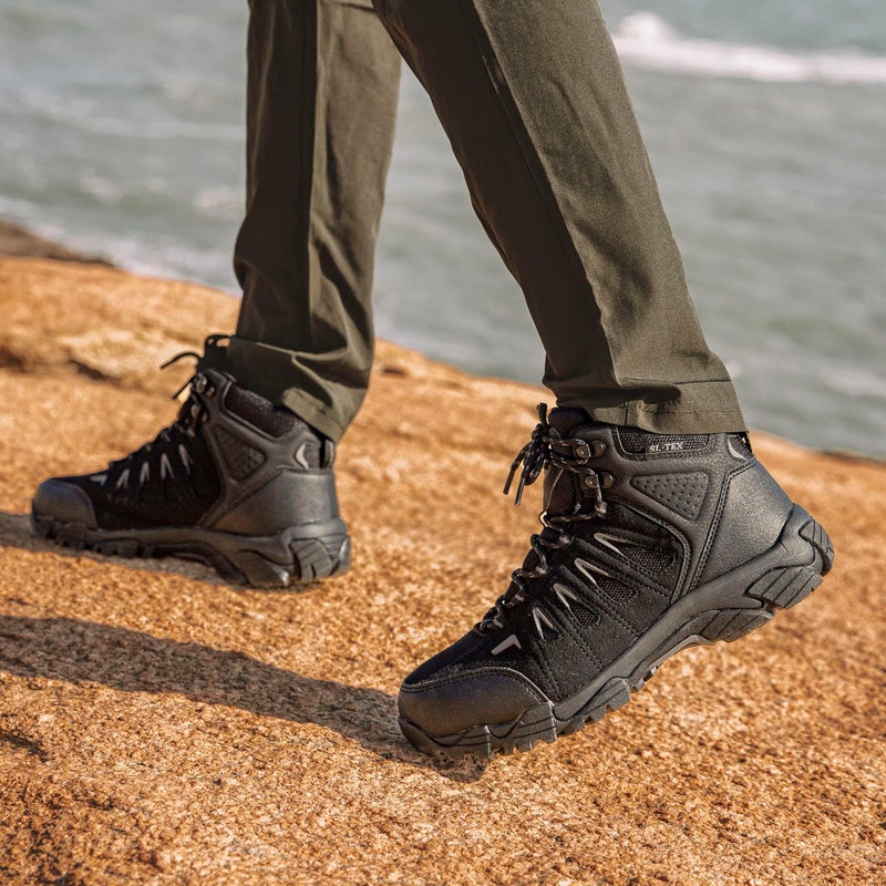 SHULOOK Men's Waterproof Hiking Boots Non-Slip Lightweight Mid Top Ankle Boot Breathable Hiker Trekking Shoes - Image 2