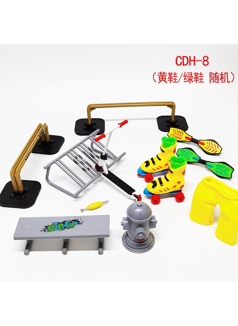 Cross-border Toy Finger Skateboard Venue Scene Fingertip Skateboard Bike Combination Alloy Mini Scooter + Pants + Shoes 【CDH-8】