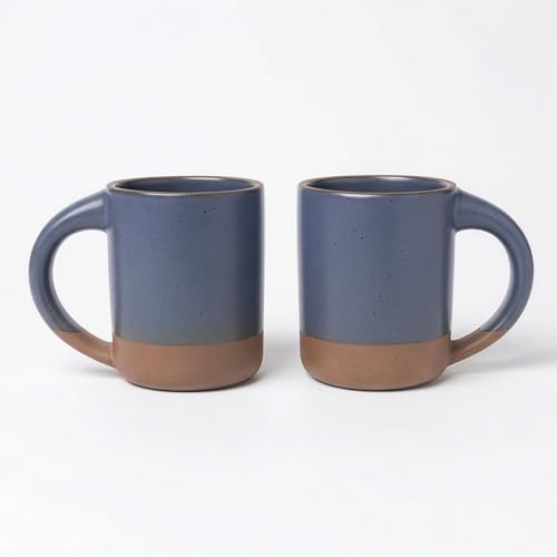 TOMO Mugs Set of 2, 12oz Modern Stoneware Coffee Mugs, Large Handle Ceramic Drinkware - Harbor Blue - Image 1