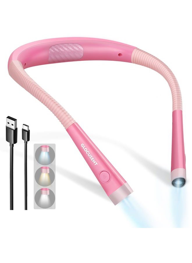 Glocusent Upgraded LED Neck Reading Light, Book Light for Reading in Bed, 30-min Timer, 3 Colors & 3 Brightness Adjustable, Rechargeable & Long Lasting, Perfect for Reading, Knitting & Repairing - Image 1
