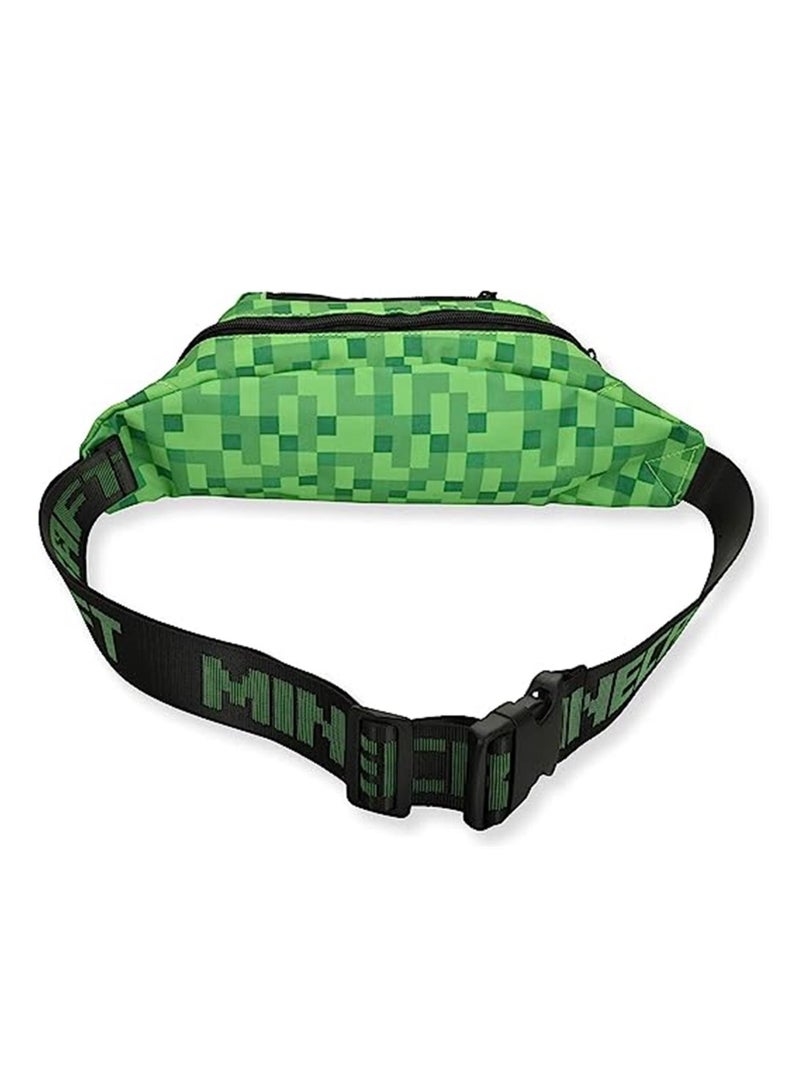 ماين كرافت حقيبة حزمة فاني للأولاد من Minecraft - حقيبة ماينكرافت كريبر للوجه باللونين الأسود والأخضر ، قابلة للتعديل ، أسود أخضر ، مقاس واحد - Image 3