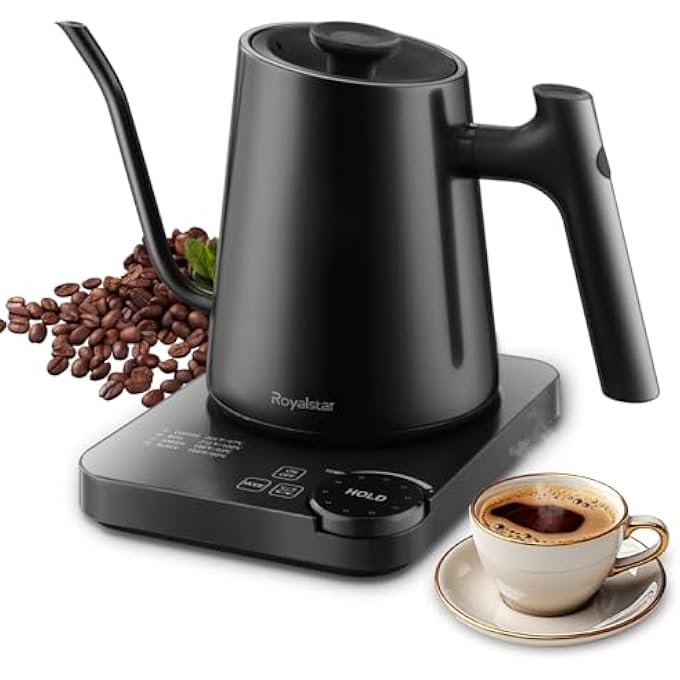 رويال ستار إبريق ذكي كهربائي للتحكم في درجة الحرارة 12 لتر 1200 واط تدفئة سريعة تحكم دقيق في درجة الحرارة مع 4 أوضاع محددة مسبقا: التحكم باللمس والمقبض مثالي للاستخدام المنزلي والمكتبي - Image 1