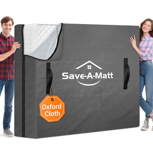 SaveAMatt Mattress Bags for Moving and Storage, Mattress Protector Cover with 4 Heavy-Duty Handles & Strong Zipper, Extra Thick Reusable Mattress Moving Supplies, Queen Size, Gray - Image 1