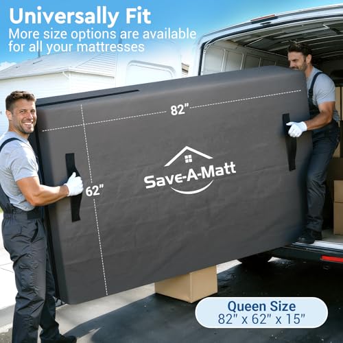 SaveAMatt Mattress Bags for Moving and Storage, Mattress Protector Cover with 4 Heavy-Duty Handles & Strong Zipper, Extra Thick Reusable Mattress Moving Supplies, Queen Size, Gray - Image 5