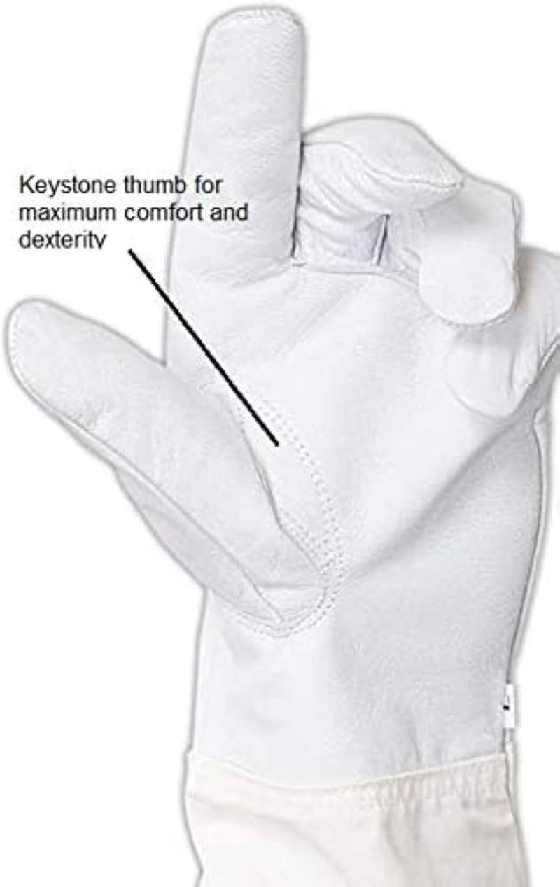 FOREST BEEKEEPING SUPPLY Goatskin Leather Beekeeper's Glove with Long Canvas Sleeve & Elastic Cuff.(XS) - Image 2