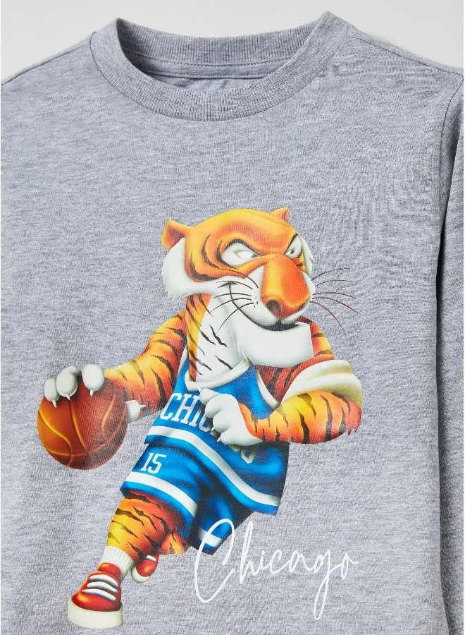 او في اس Long-sleeved T-shirt with print