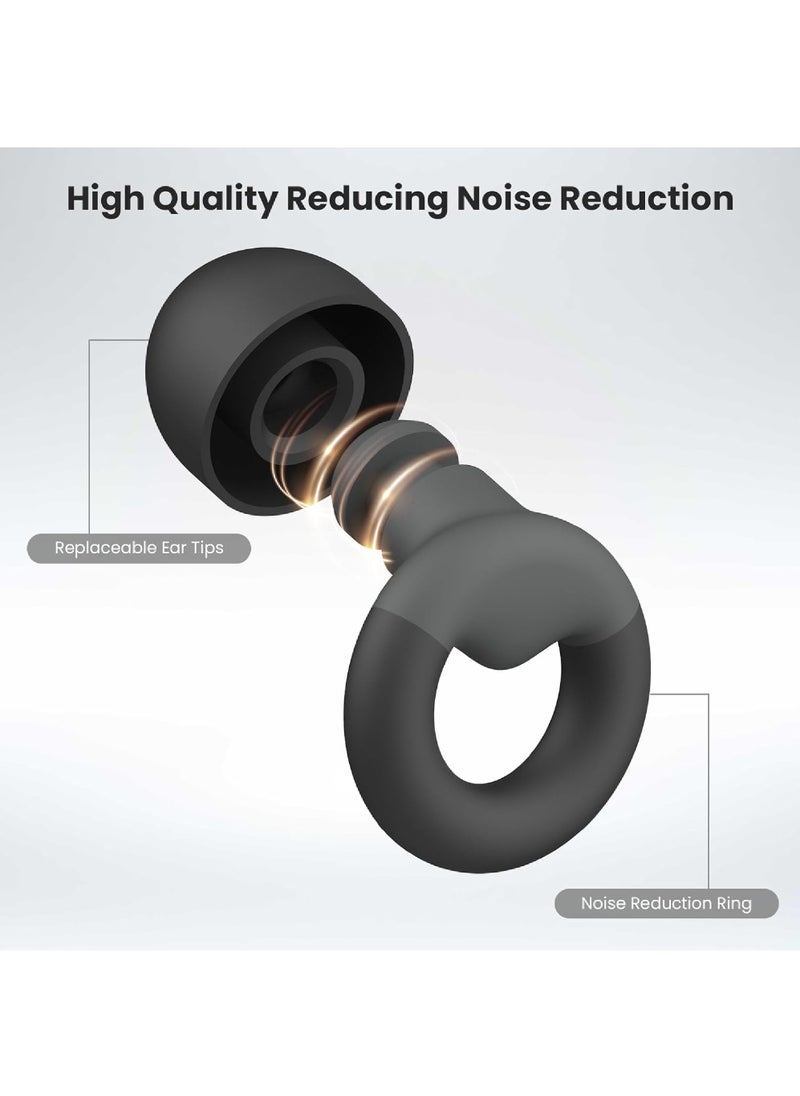 Rock Pow - Ear Plugs for Sleeping, 2 Pairs of Reusable Earplugs for Noise Reduction 25dB-30dB with 8 Ear Tips, Soft Hearing Protection Ear Plugs for Concert,Noise Sensitivity, Study & Work, Black - Image 1