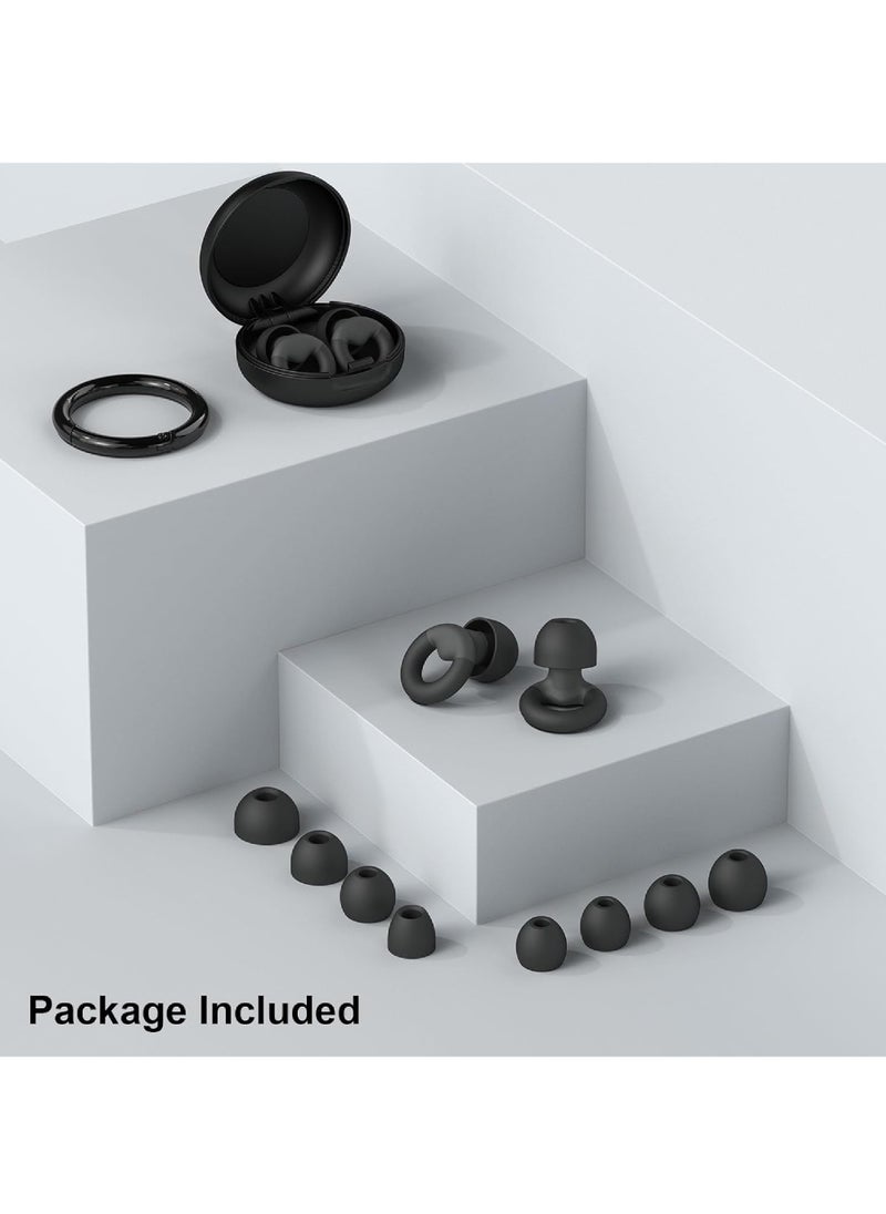 Rock Pow - Ear Plugs for Sleeping, 2 Pairs of Reusable Earplugs for Noise Reduction 25dB-30dB with 8 Ear Tips, Soft Hearing Protection Ear Plugs for Concert,Noise Sensitivity, Study & Work, Black - Image 1